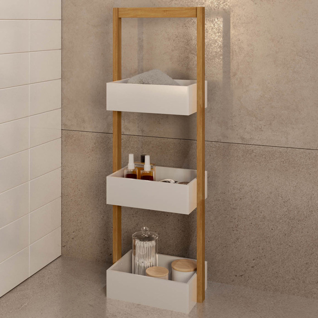 Flexi Storage 3 Shelf White and Bamboo Storage Caddy - image 1