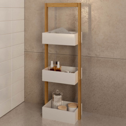 Flexi Storage 3 Shelf White and Bamboo Storage Caddy