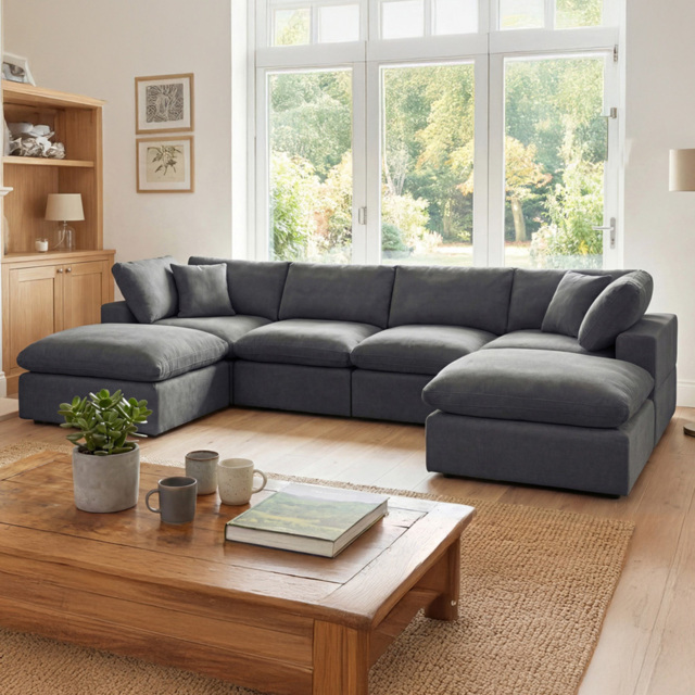 Artemis Home Cotleigh 6 Seater Charcoal U-Shaped Corner Sofa - image 1