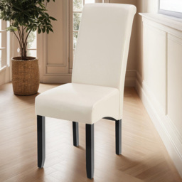 tectake Cream Faux Leather High Backrest Dining Chair Set of 6