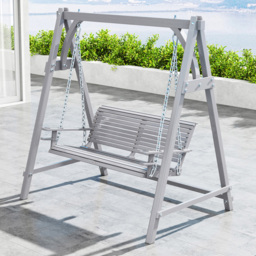 Outsunny Grey 2 Seater Wooden Garden Swing Chair