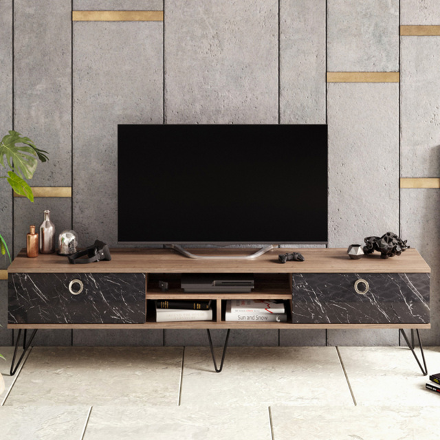 Decorotika Lorenz Bendire and Walnut 2 Door 3 Shelf TV Unit - image 1
