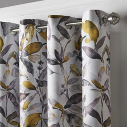 Alan Symonds Watercolour Blackout Ring Top Eyelet Curtains Ochre 168 x 137cm - thumbnail 4
