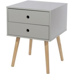 Scandia 2 Drawer Light Grey Tapered Legs Bedside Table - thumbnail 2