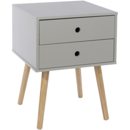 Scandia 2 Drawer Light Grey Tapered Legs Bedside Table - thumbnail 3