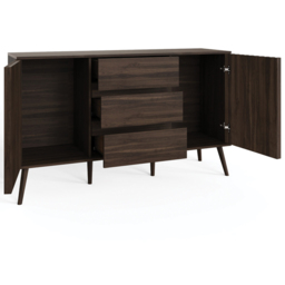GFW Rowan Walnut 2 Door 3 Drawer Slatted Large Sideboard - thumbnail 3