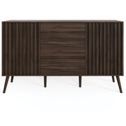 GFW Rowan Walnut 2 Door 3 Drawer Slatted Large Sideboard - thumbnail 4