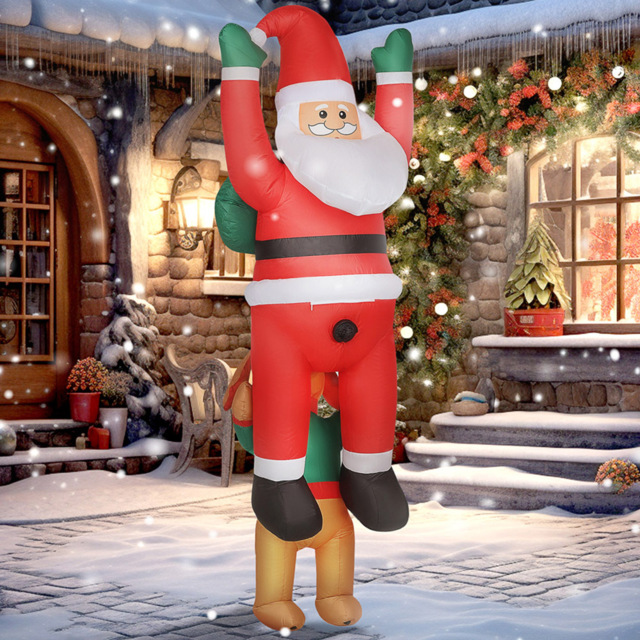 StarBright Christmas Blow Up Inflatable Dog and Santa Decoration with Built-in LEDs 6.9ft - image 1