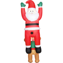 StarBright Christmas Blow Up Inflatable Dog and Santa Decoration with Built-in LEDs 6.9ft - thumbnail 2