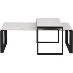 Florence Katrine White Ceramic Akranes Top Coffee Table Set of 2 - thumbnail 3