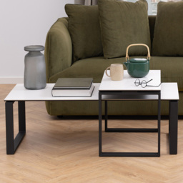 Florence Katrine White Ceramic Akranes Top Coffee Table Set of 2