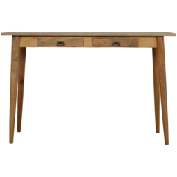Artisan Furniture Brown 2 Drawer Solid Wood Nordic Writing Desk - thumbnail 2