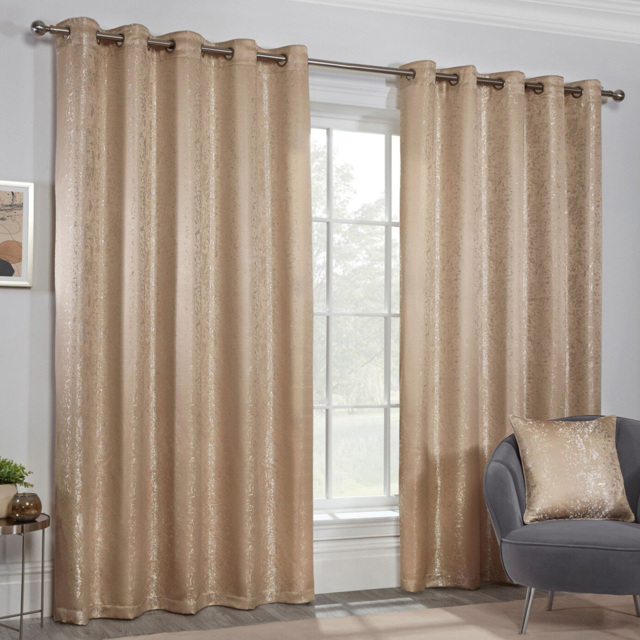 Divante Serene Jacquard Eyelet Curtain Champagne 229 x 229cm - image 1