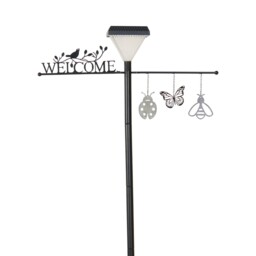 Solar Welcome Lamp Post Light Black - thumbnail 3