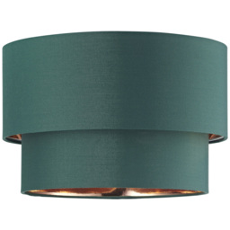 Happy Homewares 2 Tier Forest Green Cotton Ceiling Pendant Shade with Shiny Copper Inner