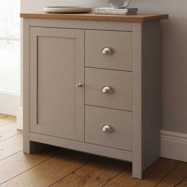 GFW Lancaster Single Door 3 Drawer Grey Storage Unit - image 1