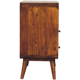 Artisan Furniture Dark Brown 2 Drawer Single Shelf Solid Wood Curved Nordic Charm Chest - thumbnail 4