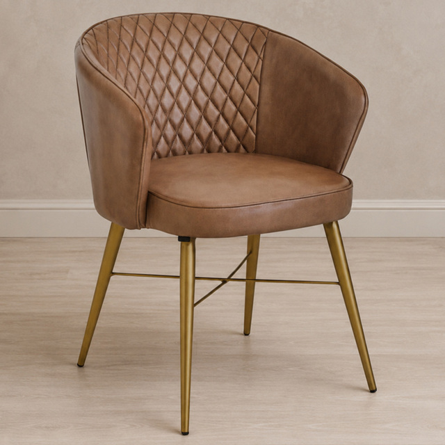 Premier Housewares Buffalo Grey Leather Gold Finish Legs Chair - image 1