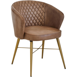 Premier Housewares Buffalo Grey Leather Gold Finish Legs Chair - thumbnail 2