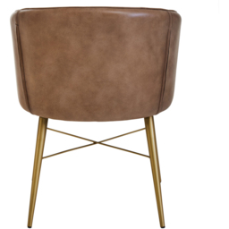 Premier Housewares Buffalo Grey Leather Gold Finish Legs Chair - thumbnail 4