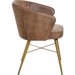 Premier Housewares Buffalo Grey Leather Gold Finish Legs Chair - thumbnail 3