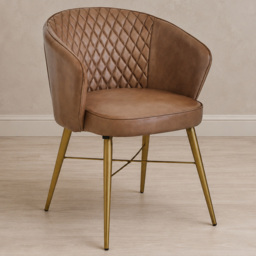 Premier Housewares Buffalo Grey Leather Gold Finish Legs Chair - thumbnail 1