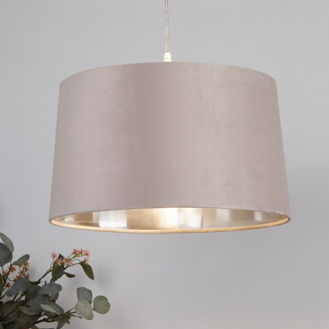 Velvet Drum Lamp Shade - 40cm - Mink
