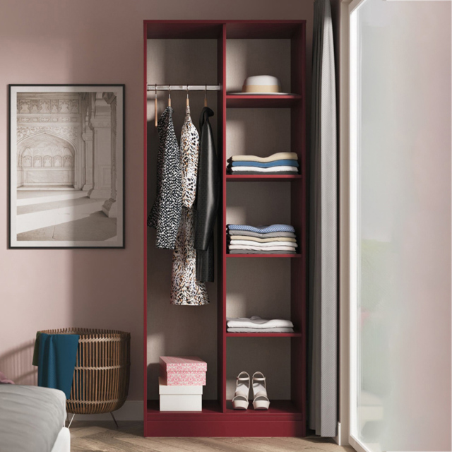Crowndale Hong Kong 5 Shelf Red Matt Tall Open Wardrobe Ready Assembled - image 1