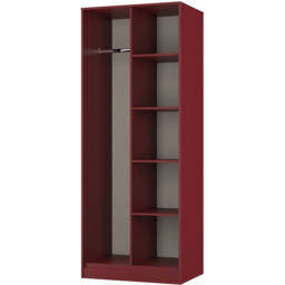 Crowndale Hong Kong 5 Shelf Red Matt Tall Open Wardrobe Ready Assembled - thumbnail 2