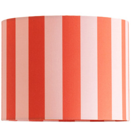 ValueLights Callie Colour Clash Orange and Pink Striped Fabric Drum Lamp Shade Small
