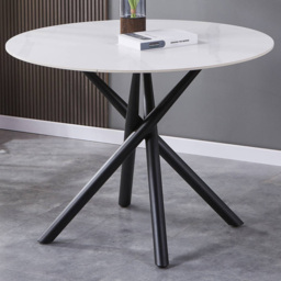 Avesta Marble Effect 4 Seater Round Dining Table White - thumbnail 1
