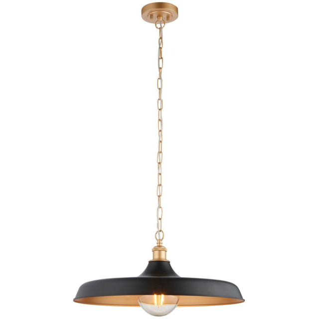 Merano Afragola Dome Matt Black and Satin Gold Pendant Ceiling Light - image 1