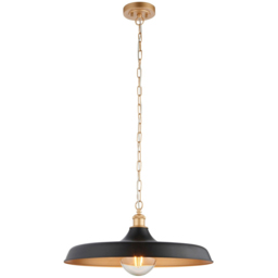 Merano Afragola Dome Matt Black and Satin Gold Pendant Ceiling Light