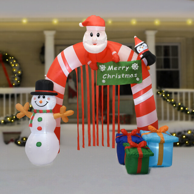 Red and White Inflatable Christmas Arch 8ft - image 1