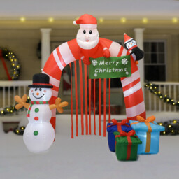 Red and White Inflatable Christmas Arch 8ft