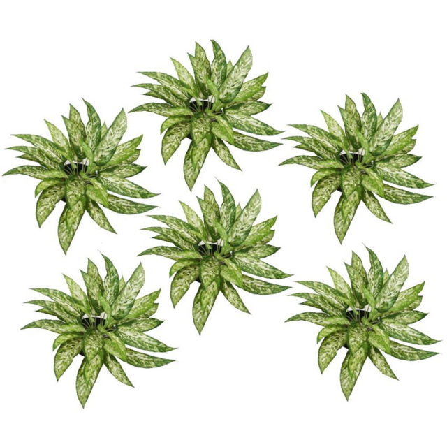 Leaf Aglaonema Fire Retardant Artificial Bush Plant 45cm 6 Pack - image 1