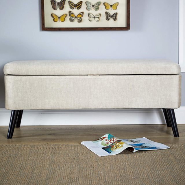 Home Source Carson Grey Buttoned Storage Ottoman - image 1