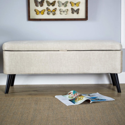 Home Source Carson Grey Buttoned Storage Ottoman