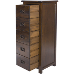 Boston 5 Drawer Dark Lacquer Narrow Chest of Drawers - thumbnail 4