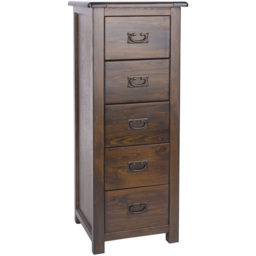 Boston 5 Drawer Dark Lacquer Narrow Chest of Drawers - thumbnail 3