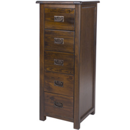 Boston 5 Drawer Dark Lacquer Narrow Chest of Drawers - thumbnail 2