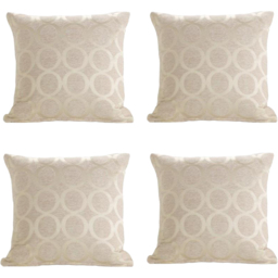 Alan Symonds Chenille Cream Geometric O Cushion with Polyester Filled Pad 45 x 45cm 4 Pack
