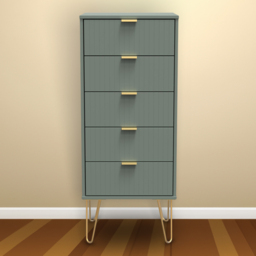 Crowndale 5 Drawer Reed Green Chest of Drawers Ready Assembled