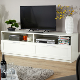 Home Source Latham White Gloss 2 Drawer TV Stand Unit