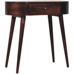 Artisan Furniture California Walnut Single Drawer Solid Wood Rounded Small Console Table - thumbnail 2