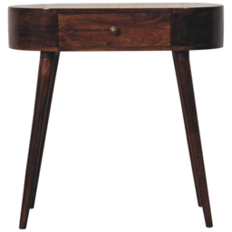 Artisan Furniture California Walnut Single Drawer Solid Wood Rounded Small Console Table - thumbnail 3