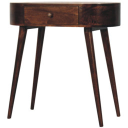 Artisan Furniture California Walnut Single Drawer Solid Wood Rounded Small Console Table - thumbnail 4