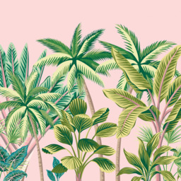 Origin Murals Tropical Palm Trees Pink Wall Mural - thumbnail 2