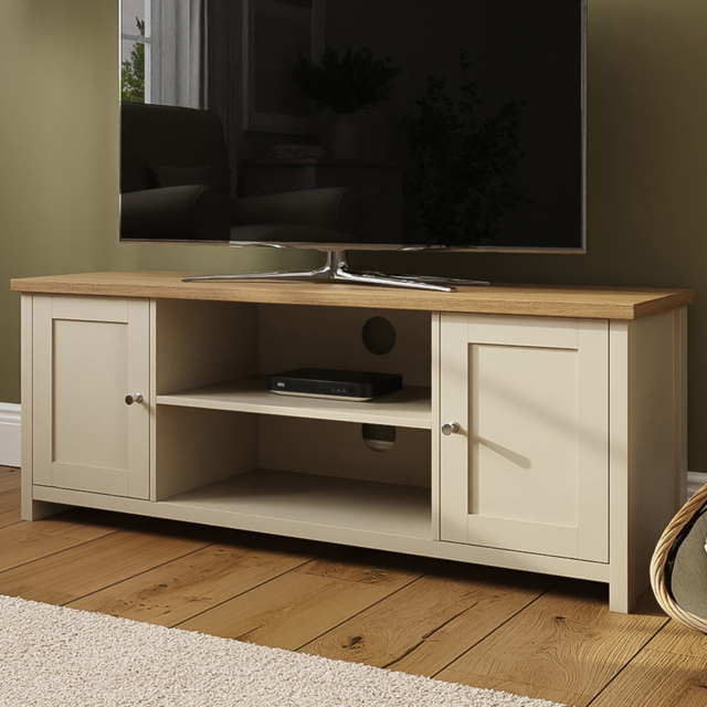 GFW Lancaster 2 Door 2 Shelf Cream Large TV Unit - image 1