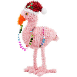 Pink Tinsel Flamingo Christmas Decoration 35.4cm